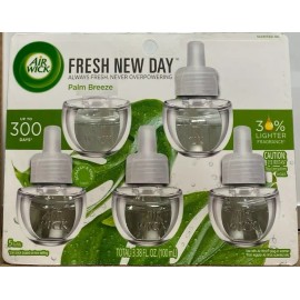 Air Wick Plug in Scented Oil Refill, 5 ct, Fresh New Day Palm Breeze