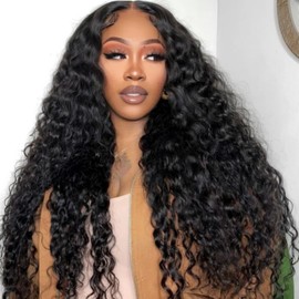 Wiggins Hair Deep Wave Glueless Wigs Human Hair 13x4 Deep Wave Closure Wigs Human Hair Pre Plucked Pre Cut Lace Glueless Wigs 13x4 Curly Human Hair Wig for Women Glueless Lace Front Wigs 14 Inch