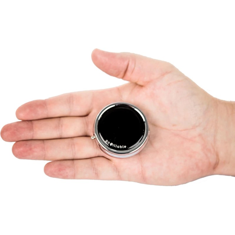 GoPillable Black Purse Pill Box or Small for Pocket. Convenient