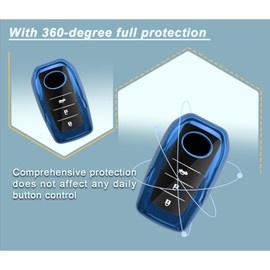 LUWU Compatible with New Toyota C-HR 2024 / Yaris Yaris Cross 2020-2024 Car Key Cover Cases Keychain TPU Car Key Fob Yaris Cross Accessories Keyring Protective CHR 2024 Accessories (Blue)