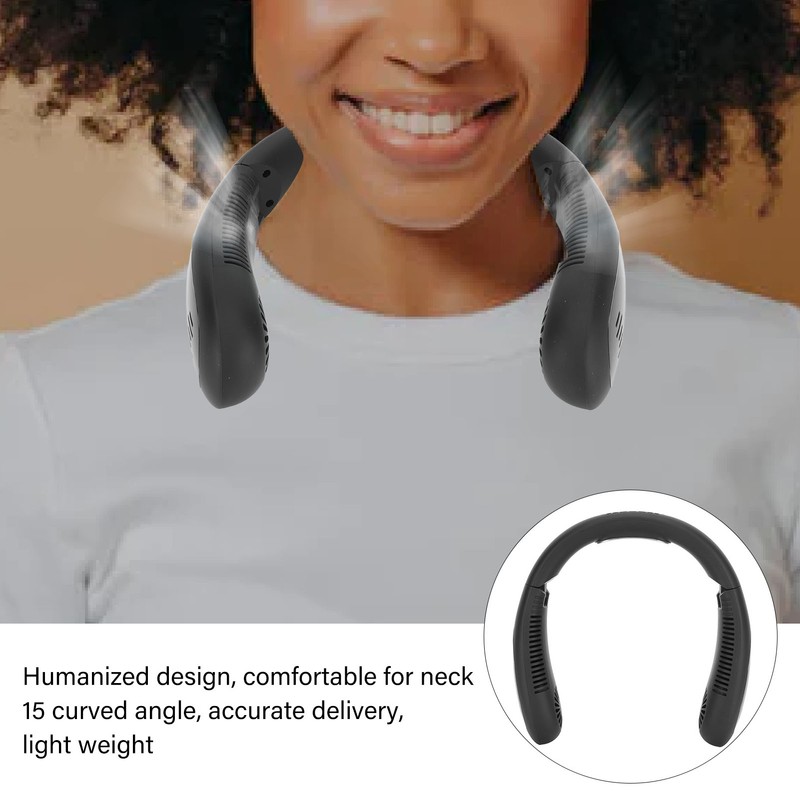 Neck Fan Black 3 Speed Modes USB Charge Hands Free