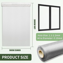 KISKIS 20 Mesh Air Vent Window Screen Mesh, 304 Stainless Steel Window Screen, Screen Door Mesh, Windows Screens and Screen Door Replacement, Patio Screen Mesh, DIY Projects,35INx10FT