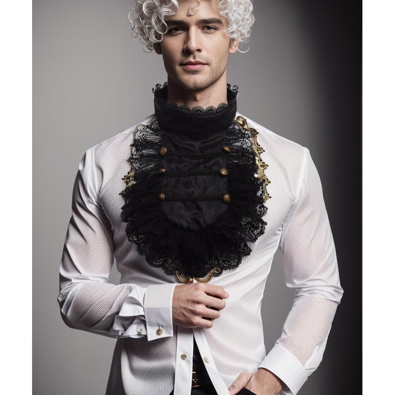 FAD-4U Victorian Jabot Collar Lace Ruffle Pirate Vampire Cosplay Colonial