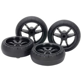 Tamiya Mini 4WD Upgrade Parts No.546 GP.546 Low Friction Large Diameter Barrel Tire (1.2 inches (31 mm) & Carbon Reinforced Wheel (V Spoke) 15546 (Mini 4WD)