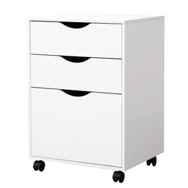 QDSSDECO 3 Drawer File Cabinet, Mobile Vertical Filing Cabinet fits A4, Legal Paper and Letter Paper for Home Office, White