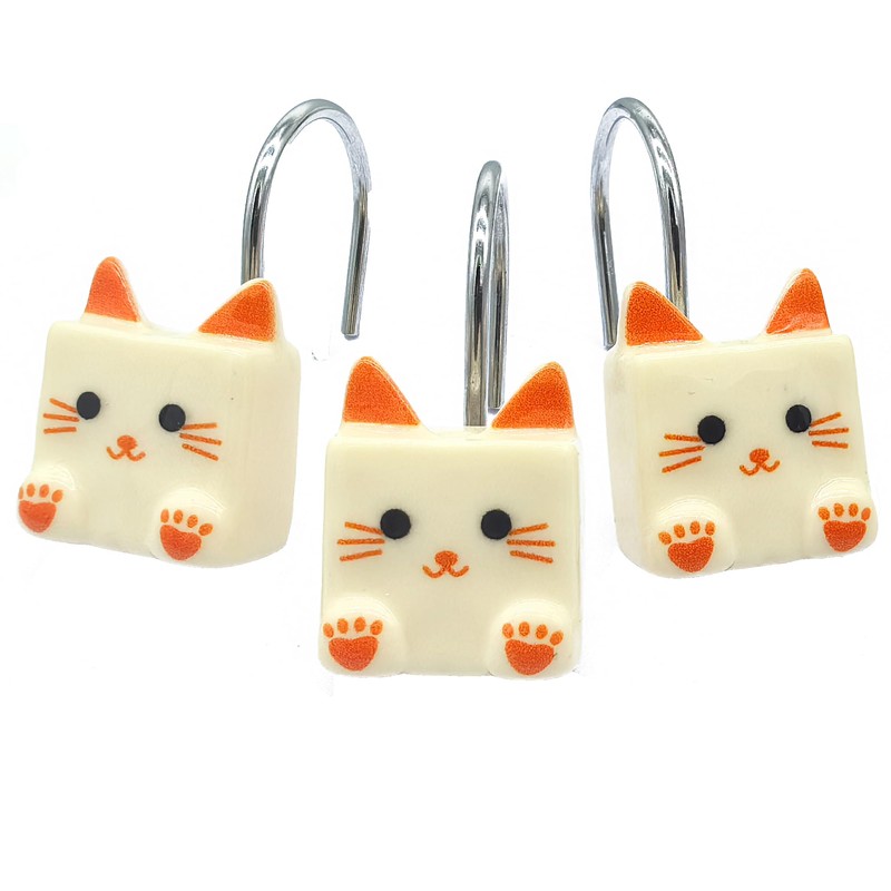 Cat Shower Curtain Hooks, Funny Animal Shower Curtain Hooks Rings