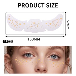 Auiremrti Glitter Face Freckles Tattoo, 4 Pieces Waterproof Golden Heart Shape Valentine's Day Temporary Tattoos, Festival Freckles, Henna Freckles Tattoo Foil