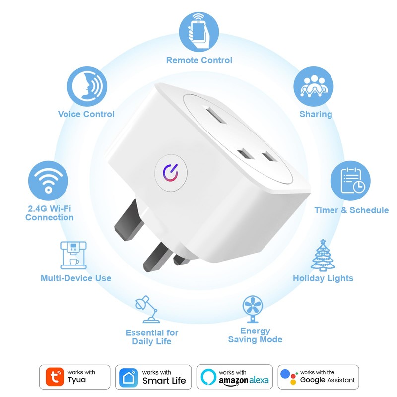 QUEENWEN 13A Smart Plug UK with Energy Monitoring, Smart Socket
