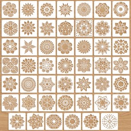 OOTSR 48 Stk Mandala-Schablonen Set, 9.14cm Zeichnung Malschablonen DIY, Kunststoff Vorlagen für Scrapbooking Holz Boden Möbel Fliesen Leinwand Deko