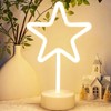 HOHOSIGN Star Neon Sign Neon Star Light LED Star Lights, USB/Battery Operated Neon Sign with Base Stand Star Table Lamp, Light up Star Warm White Christmas Decor for Room Bedroom Office Classroom