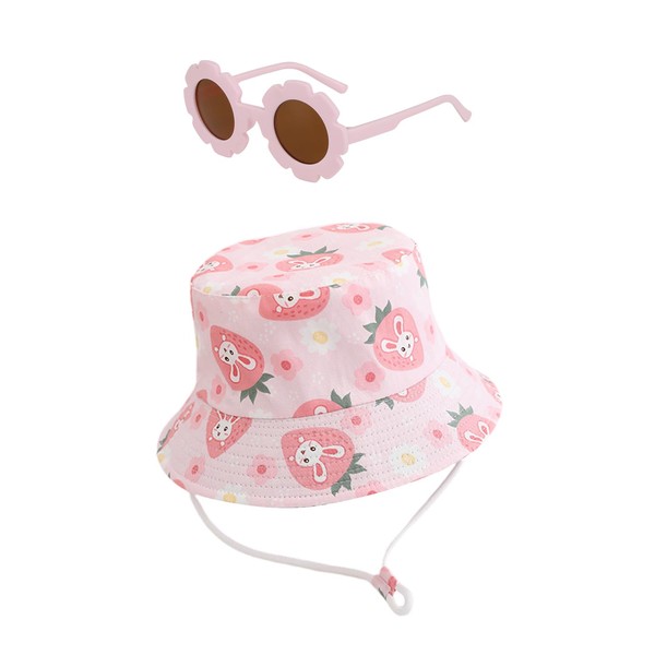 GDFHBD 1 Pink Strawberry Rabbit Pot Hat and 1 Pair