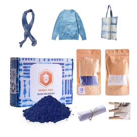 Indigo Tie Fabric Dye Kit | Natural Shibori Powder Sachet | Permanent Easy Use Textile Paint | Dyeing Shirt Clothes Dress | Painting Party Supplies DIY Art Craft Set