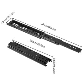 HOIGON 5 Pair 10 Inch Full Extension Drawer Slides, Heavy Duty Drawer Slides with Ball Bearing, Telescopic Shelf Slides Side Mount for Cabinet