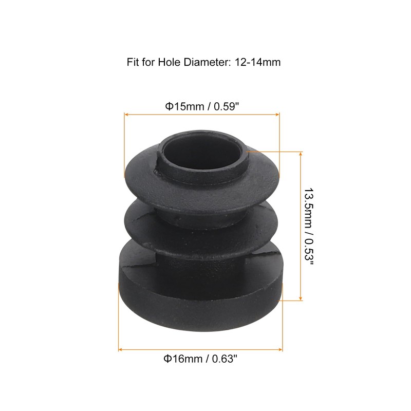 sourcing map 36 Pcs Round Plastic Plug, Black Tubing End