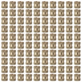 HOBBYIN Female Threaded Inserts 100Pcs 6mm Length Durable M5 x 0.8mm Brass Nuts Knurled Nut 6.3mm OD Embedment Nut 3D Printer