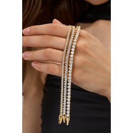 Pearich 14K Gold Filled Tennis Bracelet for Women, 2mm CZ Classic Gold Bracelet for Women, Valentines, Mothers, Christmas Jewelry Gift for Women 6.15 Inch