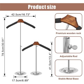 Eunika 1 Pack Adjustable T Shirt Display Flexible Shoulder Stand, Portable Metal Shirt Rack Display Stand Garment Coat Holder for Clothing Garment Coat Retail Vendor, Cloakroom,17-31 Inch