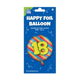 PD-Party 7042118 Happy Foil Balloons, Festive Celebration, Party Decorations, 18 Years, Multicoloured, 46 cm Length x 46 cm Width x 46 cm Height