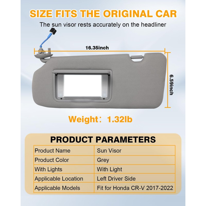 FZPJJNB Car Sun Visor Driver & Passenger Side Fits for