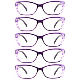 LifeArt 5 Pairs Reading Glasses, Blue Light Blocking Glasses, Computer Reading Glasses for Men and Women, Fashion Eyewear Frame (5 Purple, +3.25 Magnification)