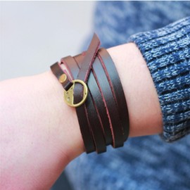 72ore Leather Wrap Bracelet for Women Men Multilayer Cuff Bracelets Adjustable Vintage Thin Wristbands Punk Stylish Bracelets Jewelry for Birthday Graduation Christmas Gifts(Brown)