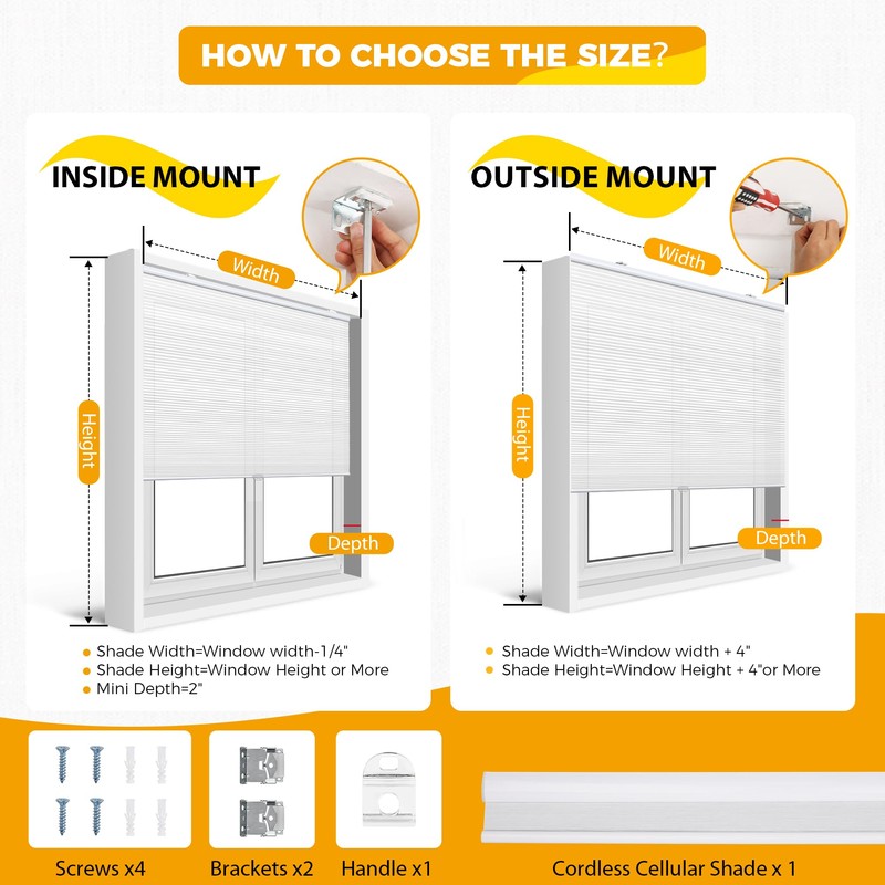 HOMEDEMO Blackout Cellular Shades Cordless, Honeycomb Shade Blinds, Thermal Insulated