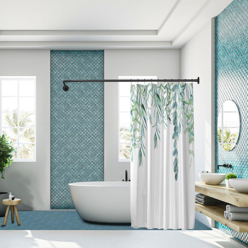 L-Shaped Corner Shower Curtain Rod, 「Black 24"-53" x 24"-53"」 Adjustable,