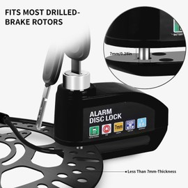 Mmaxboss Candado de Alarma para Moto Con Freno de Disco de 110 Db, Sensor de Movimiento y Cable de 4,3 Pies - Impermeable y Antirrobo, Compatible Con Vehículos Con Llantas de Disco
