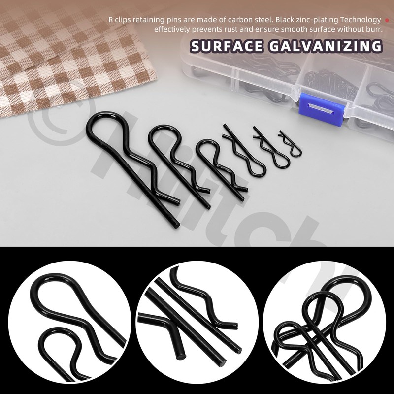 Hilitchi 145Pcs 6Sizes Hitch Pin Clip R Clips Retaining Pins