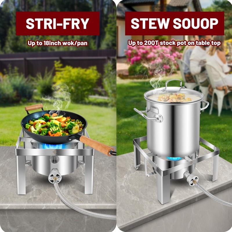 ARC Portable Stainless Steel Propane Burner,55,000BTU Camping Stove Gas Burner
