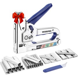 WORKPRO 4-in-1 Staple Gun, Good Merry Christmas Gift, Manual Brad Nailer with 2000 Counts Staples, Upholstery Stapler Nail Gun for Fixing Material, Decoration, Carpentry, Furniture, Doors and Windows