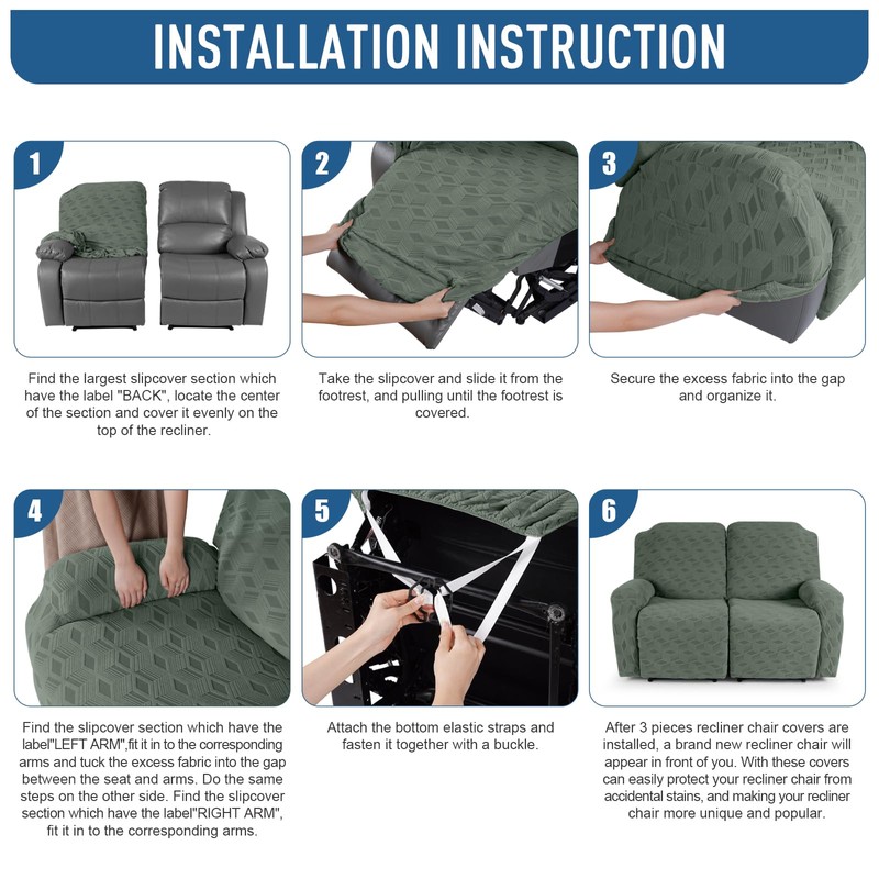 TAOCOCO Recliner Loveseat Cover, Stretch Jacquard Reclining Loveseat Cover Furniture