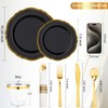 Hioasis 350pcs Black and gold Plastic Plates - Gold Plastic