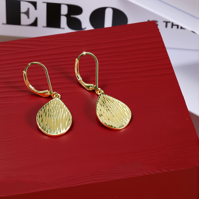 VTSKAIIE 14K Hammered Gold Vintage Teardrop Dangle Leverback Earrings for