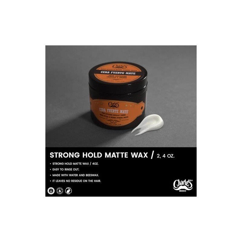 Charle's Cera Fijación Fuerte Mate 113g - Pomada Premium Para