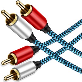 Hftywy RCA Cable 5ft/1.5M 2RCA Male to 2RCA Male Stereo Audio Cable Nylon-Braided Auxiliary Audio Cord for Home Theater HDTV Amplifiers Hi-Fi Systems Speakers and etc