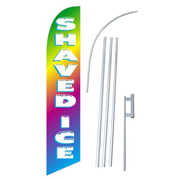 Shaved Ice 12-foot SUPER Swooper Feather Flag With Heavy-Duty 15-foot