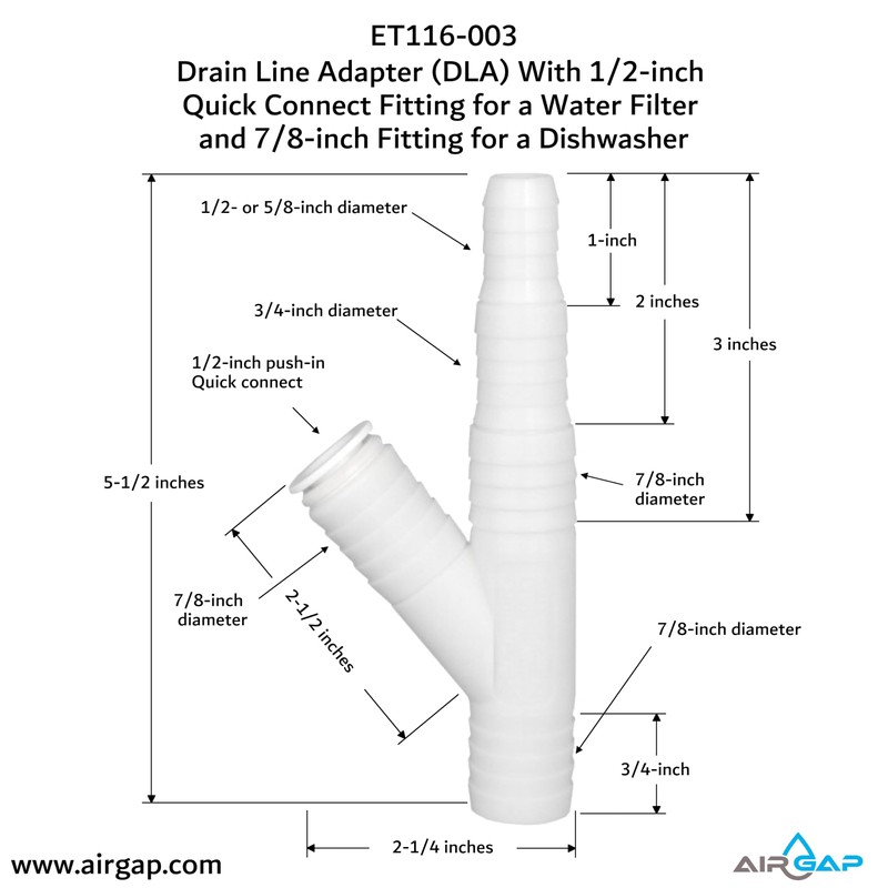 Drain Line Adapter (DLA) With 1/2-inch Quick Connect Fitting for