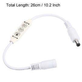 sourcing map Pack of 3 LED Strip Dimmer 12 V to 24 V 3 Buttons Mini Brightness Control Lamp Switch with DC Connectors for Plain Strips White