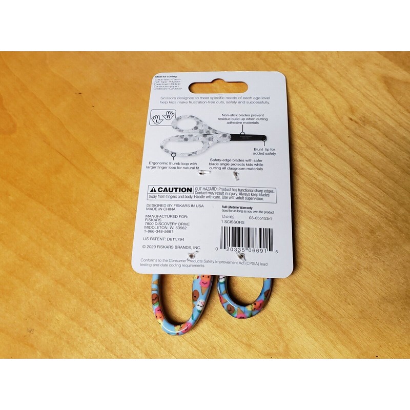 Fiskars Ice Cream Cones Pattern Kids Scissors Non-Stick Blunt Tip