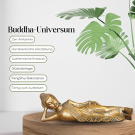 Zen'Light Lying Buddha Statue - Zen and Feng Shui Decoration - Lucky Charm Object - Zen Gift Idea - Office, Bedroom, Living Room ... Decoration - Length: 22 cm - Golden Colour - Zen'Light