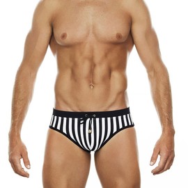 Baotung Mens Swim Briefs Striped Watersports Short Tight, stripes