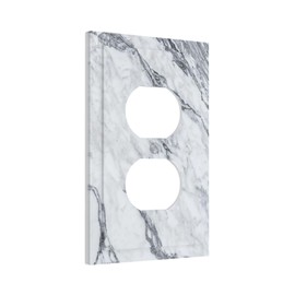 Vintage Grey and White Gray Ombre Abstract Marble 1 Gang Duplex Receptacle Wall Plate Modern Crack Granite Printing Electrical Outlet Decorative Decorator Light Switch Faceplate Plug Socket Cover