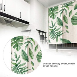 Home Doorway Curtain, Green Leaves Printed Divider Blind Curtain, Kids Doorway Curtain Bedroom Divider Curtainfor Wall Hanging Bedroom Divider Kitchen Partition Bathroom Door Deco, 85 * 120CM