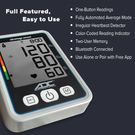 Advantage Connect Wide Range Arm Home Automatic Digital Blood Pressure Monitor 1-Tube Blue 1 Each