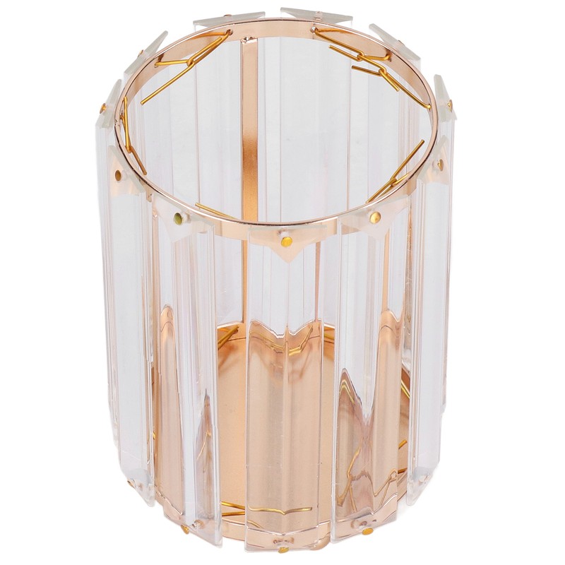 Cosmetic Brush Holder Transparent Glass Round Decorative Desktop Pen Storage