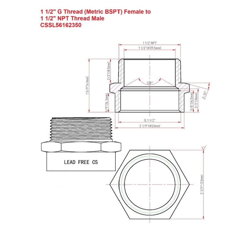 G Thread (British BSPP) Female to NPT Thread Male Pipe