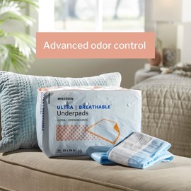 McKesson Ultra Breathable Underpads, Incontinence Bed Pads, Heavy Absorbency, 23 in x 36 in, 10 Count