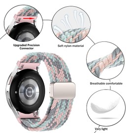 Issinlky 18 mm 20 mm 22 mm Nylon Braided Bracelet, Quick Release Elastic Bracelet for Women Men, 22 mm