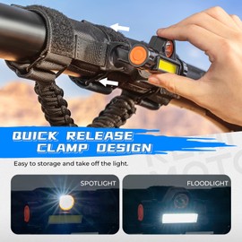 KEMIMOTO UTV Grab Handle with Dome Light, Fits 1.75 inch-2 inch Roll Bar Compatible with Polaris Slingshot RZR Can Am X3 Kawasaki Pioneer Talon Wildcat, 1 Pack Handle Grip Grab Holder UTV Accessories